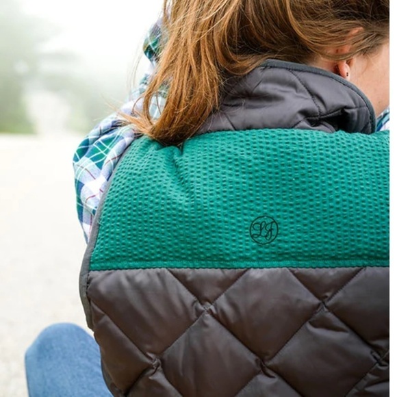 Lauren James Easton Vest Down Black Green Quilted Pockets Stand Up Collar Size M - Picture 3 of 15